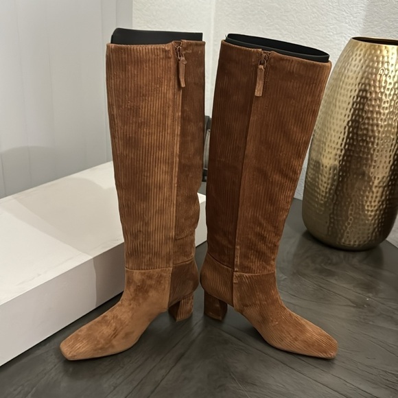 3.1 Phillip Lim Tess Square-Toe Ribbed Suede Tall Boots - Picture 9 of 10